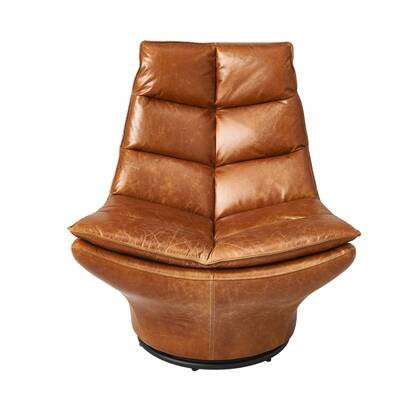 Signature - Draaibare leren Fauteuil ACHILLE - B86 cm Bruin