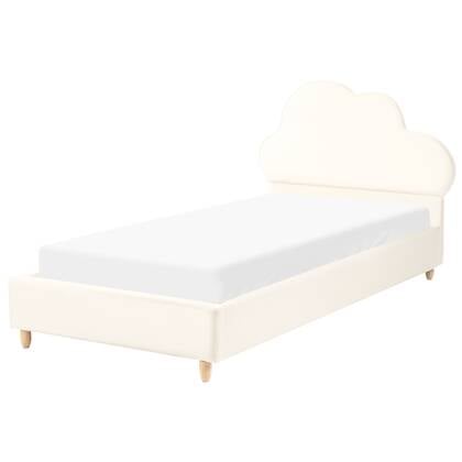 Beliani-BELLEVUE-Eenpersoonsbed-Licht-90 x 200 cm-Fluweel Beige