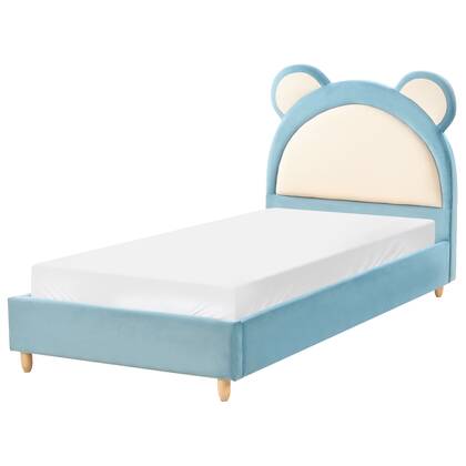 Beliani - MAILLES - Eenpersoonsbed - Blauw - 90 x 200 cm - Fluweel