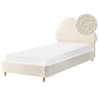 Beliani-BELLEVUE-Eenpersoonsbed-Gebroken -90 x 200 cm-Bouclé Wit