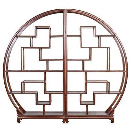 Fine Asianliving Chinese Boekenkast Rond Open Display Bruin