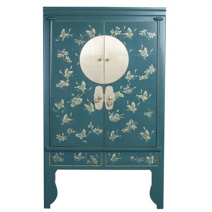 Fine Asianliving Chinese Bruidskast Handgeschilderde Blauw