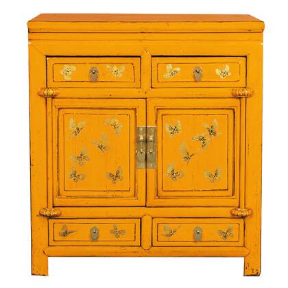 Fine Asianliving Antieke Chinese Kast Marigold Geel Multicolor