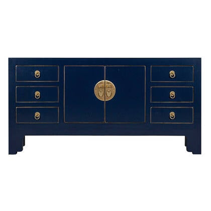 Fine Asianliving Chinese TV Kast Midnight Blauw -