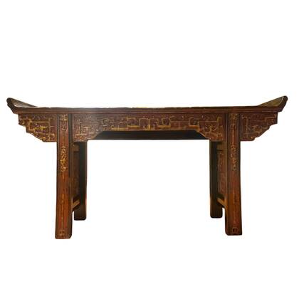 Fine Asianliving Antieke Chinese Sidetable Bruin Goud Multicolor