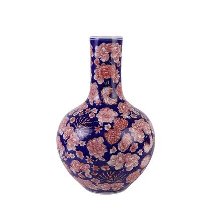 Fine Asianliving Chinese Vaas Porselein Blauw Rood Multicolor
