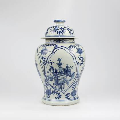 Fine Asianliving Chinese Gemberpot Blauw Wit Multicolor