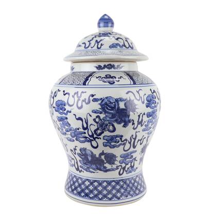 Fine Asianliving Chinese Gemberpot Blauw Wit Multicolor