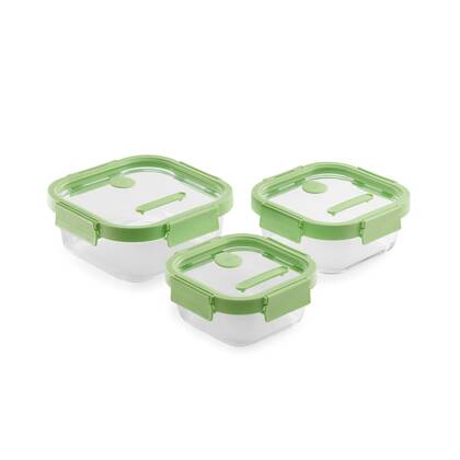 Vershouddoos Glas Vierkant, set van 3 - Green Groen
