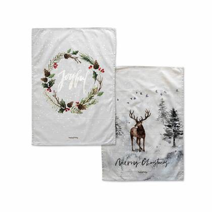 Icy Keukenhanddoek 2 stuks 70x50 cm Xmas, Veelkleurig, 100% katoen, de kwaliteit van 200 Gr x m2 Multicolor