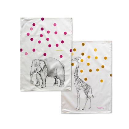 Savanna Keukenhanddoek 2 st 70x50 cm Happyfriday, Veelkleurig, 100% katoen, de kwaliteit van 200 Gr x m2 Multicolor
