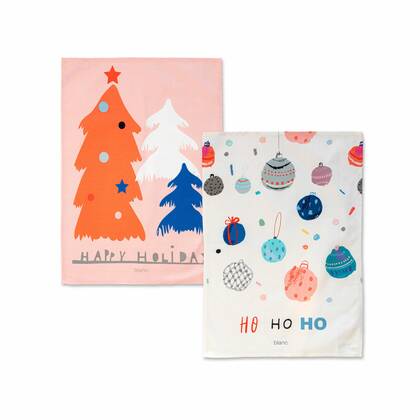 Ho ho ho Keukenhanddoek 2 stuks 70x50 cm Xmas, Veelkleurig, 100% katoen, de kwaliteit van 200 Gr x m2 Multicolor