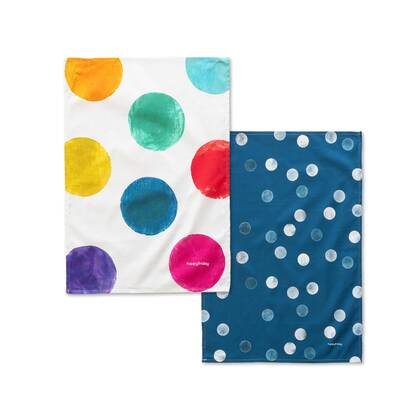 Confetti Keukenhanddoek 2 stuks 70x50 cm Happyfriday, Veelkleurig, 100% katoen, de kwaliteit van 200 Gr x m2 Multicolor