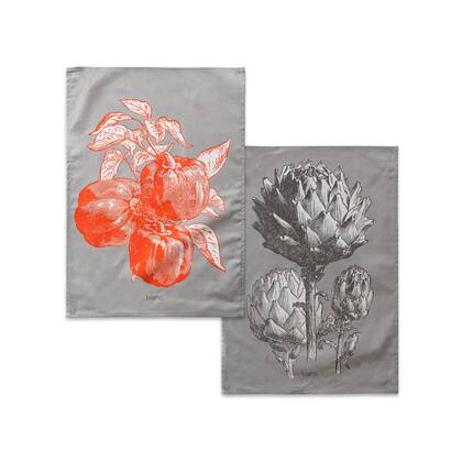 Artichoke Keukenhanddoek 2 stuks 70x50 cm Blanc, Veelkleurig, 100% katoen, de kwaliteit van 200 Gr x m2 Multicolor
