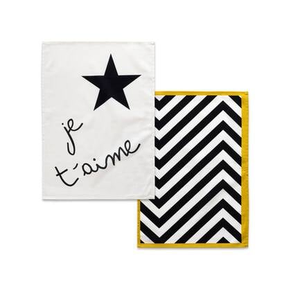 Amour Keukenhanddoek 2 stuks 70x50 cm Blanc, Veelkleurig, 100% katoen, de kwaliteit van 200 Gr x m2 Multicolor