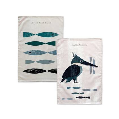 Kingfisher Keukenhanddoek 2 stuks 70x50 cm Happyfriday, Veelkleurig, 100% katoen, de kwaliteit van 200 Gr x m2 Multicolor