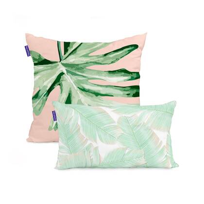 Happy Friday Set van 2 kussenhoezen Delicate Leafs Multicolor