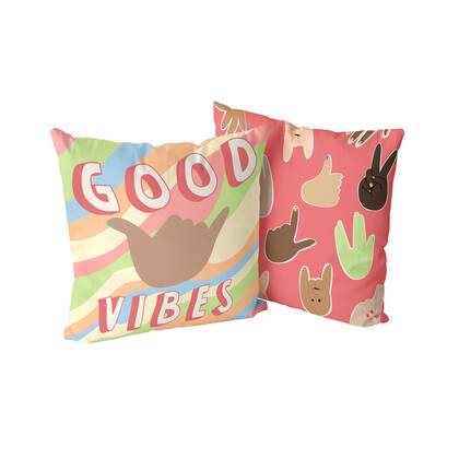 Good vibes Decoratieve kussen 50x50 cm (Set van 2) Aware, Veelkleurig, 100% katoen, de kwaliteit van 200 Gr x m2 Multicolor