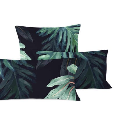 Happy Friday Set van 2 kussenslopen Ebony Leafs Multicolor