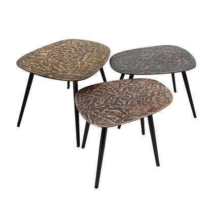 Fraaai Cedric organische salontafels - set van 3 Bruin