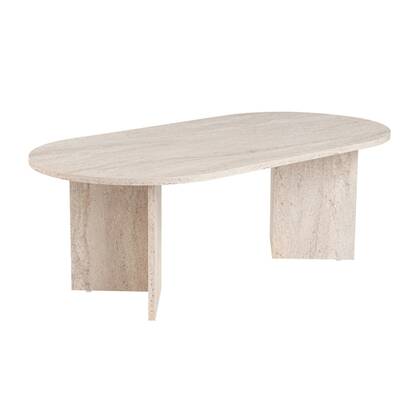 Calicosy - Ovale salontafel B119 cm - IRIS - Travertijneffect Beige