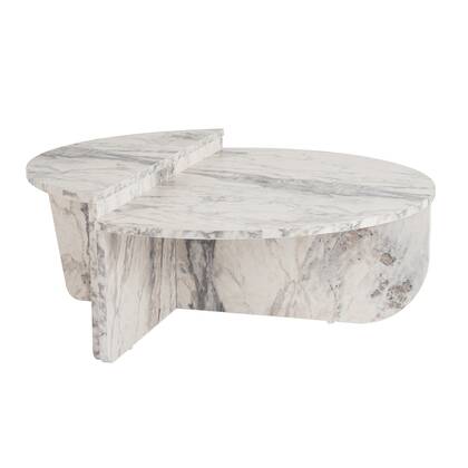 Calicosy - Set van 2 salontafels B90 cm - ORION - Marmerlook Wit