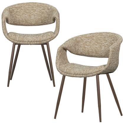 WOOOD Yossi Eetkamerstoelen Met Metalen Koper Poot - Zand - Set van 2 Beige