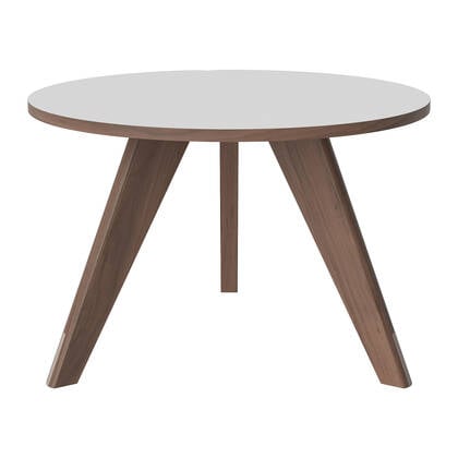 Bolia New Mood Salontafel - Geolied Walnoot - Ø 60 cm - Wit Laminaat Bruin
