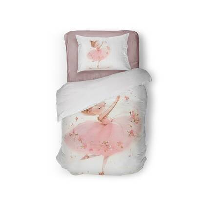 Eleganzzz Kinder Dekbedovertrek Micropercal Ballerina Girl - pink 140x220|240cm Roze