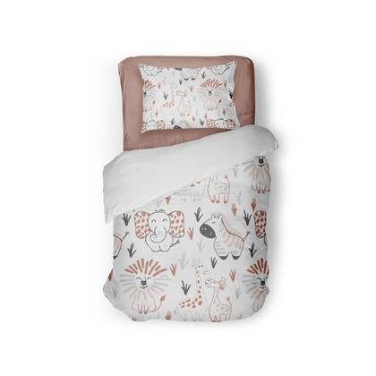 Eleganzzz Kinder Dekbedovertrek Micropercal Animal Crackers - white 140x220|240cm Wit