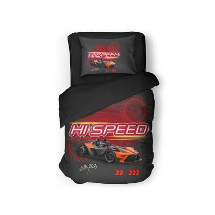 Eleganzzz Kinder Dekbedovertrek Micropercal Hi Speed - black 140x220|240cm Zwart
