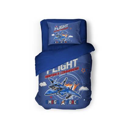 Eleganzzz Kinder Dekbedovertrek Micropercal Omega Force - blue 140x220|240cm Blauw