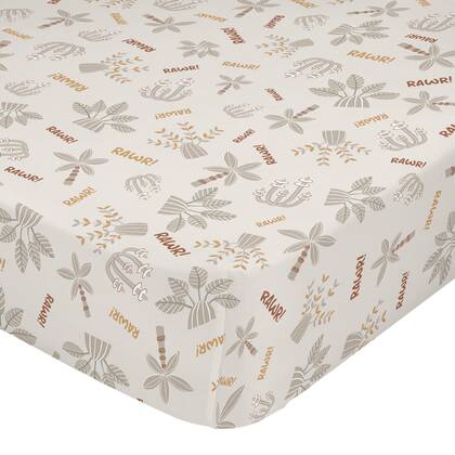 Dino family Hoeslaken 70x140x14 cm (Maxiledikant) Moshi Moshi, Veelkleurig, 100% katoen, de kwaliteit van 150 TC Multicolor
