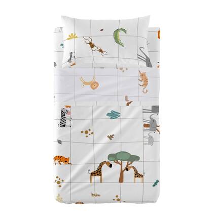 Mini savanna Laken Set 2-delig 100x130 cm (Ledikant) Happyfriday Mini, Veelkleurig, 100% katoen, de kwaliteit van 150 TC Multicolor