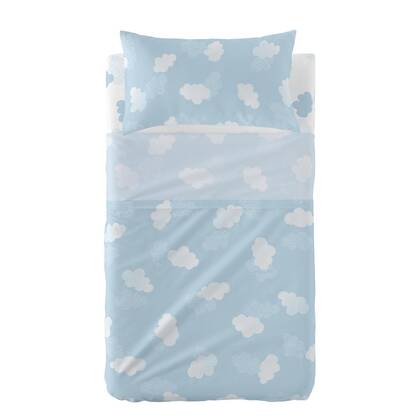 Clouds Laken Set ledikant 2-delig Blauw Basic Kids, Blauw, 100% katoen, de kwaliteit van 150 TC