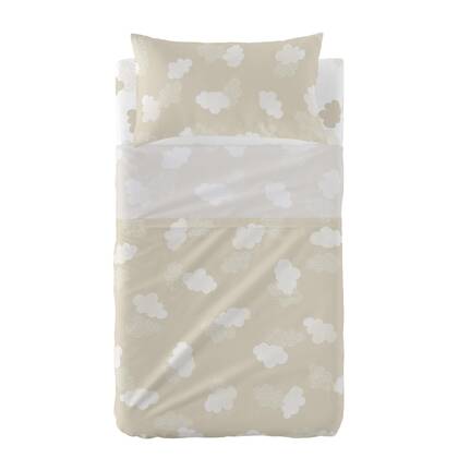 Clouds Laken Set ledikant 2-delig Beige Basic Kids, Beige, 100% katoen, de kwaliteit van 150 TC