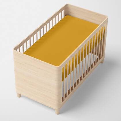 Basic Hoeslaken wieg Mosterd Basic Kids, Mosterd, 100% katoen, de kwaliteit van 150 hilos Geel