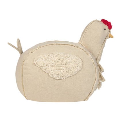 Lorena Canals Farm Poef - Chicken Wit, Rood