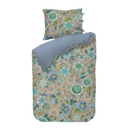Pip Studio Viva La Vida Dekbedovertrek 140 x 200/220 cm - Blauw Taupe, Blauw, Groen