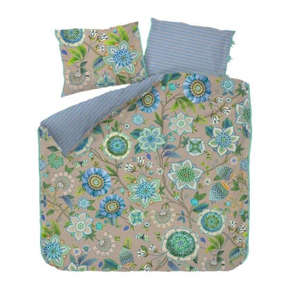 Pip Studio Viva La Vida Dekbedovertrek 260 x 200/220 cm - Blauw Taupe, Blauw, Groen
