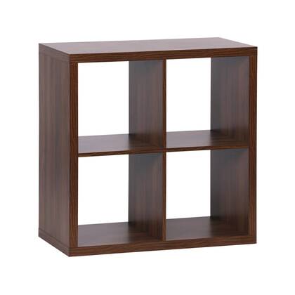 sweeek - Kubusvormige boekenkast, 2 niveaus, 4 vakken Bruin