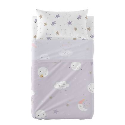 Moons Laken Set 2-delig 120x180 cm (Maxiledikant) Moshi Moshi, Veelkleurig, 100% katoen, de kwaliteit van 150 TC Multicolor