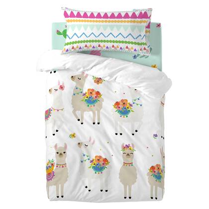Cute llamas Dekbedovertrek wieg 2-delig Moshi Moshi, Veelkleurig, 100% katoen, de kwaliteit van 150 hilos Multicolor