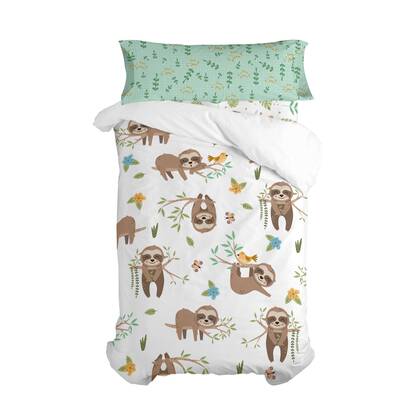 Happy sloth Dekbedovertrek 2-delig Moshi Moshi, Veelkleurig, 100% katoen, de kwaliteit van 150 hilos Multicolor