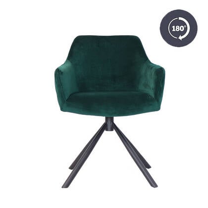Bronx71 Velvet eetkamerstoel Furtado draaibaar - Eetkamerstoelen Groen