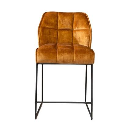 Bronx71 Velvet barkruk Janna oker 70 cm Geel