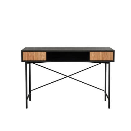 Bronx71 Bureau Maury zwart|blank eiken 120x55x77 cm Bruin