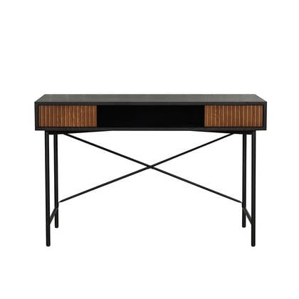 Bronx71 Bureau Maury zwart|rustiek eiken 120x55x77 cm Bruin
