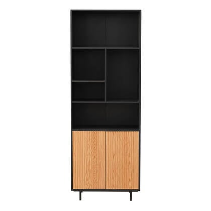 Bronx71 Wandkast Bradley zwart|blank eiken 80x220 cm