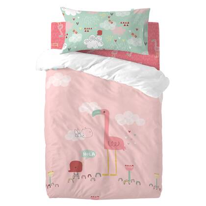 Hola Dekbedovertrek wieg 2-delig Moshi Moshi, Veelkleurig, 100% katoen, de kwaliteit van 150 TC Multicolor